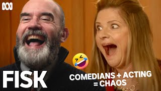 Comedians improvising jokes on the set of Fisk | Fisk | ABC TV + iview