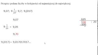 Przepisz podane liczby w kolejności od najmniejszej do najw..Ułamki zwykłe, dziesiętne i okresow