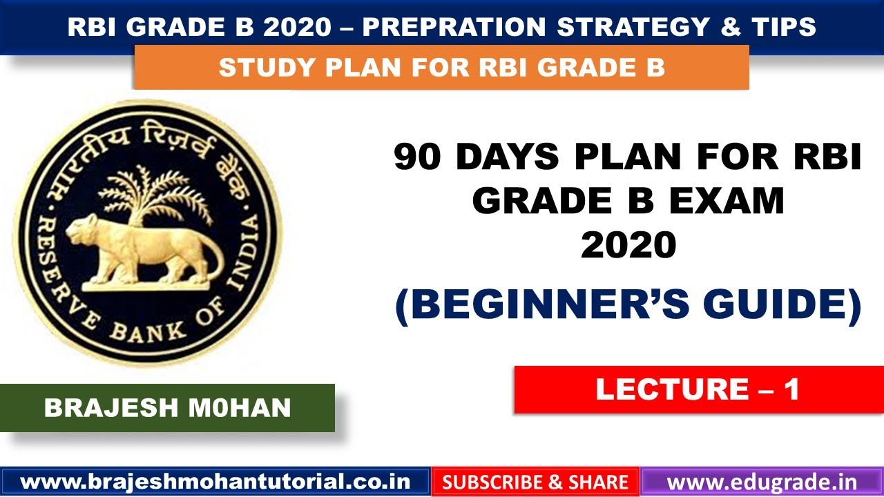 90 Days Study Plan For RBI Grade B 2020 | Syllabus | Preparation ...