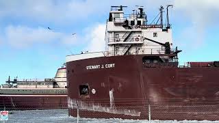 Stewart J Cort upbound at West Pier Sault Ste Marie, MI passing the Wilfred Sykes 01.07.25