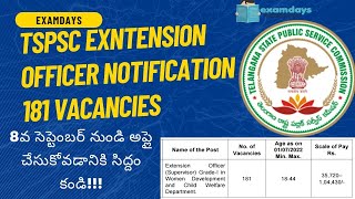 TSPSC Extension Officer Notification 2022 Released Eligibility Last Date | Examdays TSAP