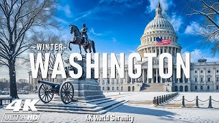 WINTER in WASHINGTON 4K Ultra HD - Breathtaking Snowy Beauty, Relaxing Scenic Film with Serene Music