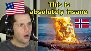 American Reacts to Norway's Biggest Bonfire (Slinningsbålet)