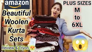 Amazon Winter Wear Haul 🧥⛄ |Review \u0026 Try on | WOOLEN KURTA, KURTI SET, FROCK SUIT #amazon #haul