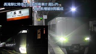 【JR阪和線】287系 特急列車 回送 長滝駅に停車!? 9両編成で駅に入りきれない...@長滝駅