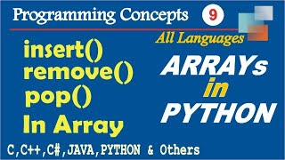 Insert method in python |remove method in python |pop in list/array python in hindi