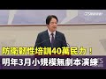 防衛韌性培訓40萬民力！　明年3月小規模無劇本演練｜華視新聞 20240927 @CtsTw