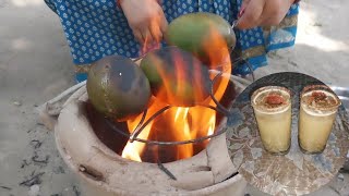 গাছ থেকে প্রচুর আম পাড়িয়ে তা দিয়ে প্রান ঠান্ডা করা আম পোড়া সরবত বানালাম ।।