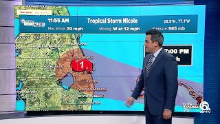 Tropical Storm Nicole forecast, 12 p.m. on Nov. 9, 2022