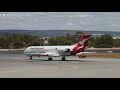 qantaslink vh nqe and jetstar airways vh vgf arrives on rw03 at perth airport.