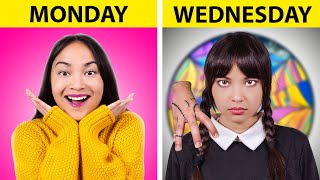 How To Become Wednesday Addams From Addams Family 😲 Nerd to E-Girl Makeover Ideas By Crafty Hacks