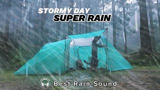 🎧 MASSIVE RAIN STORM! Solo Camping in Heavy Rain & Thunderstorms (Rain Sound ASMR)