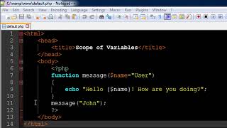 PHP & MySQL Tutorial 39 Functions With Default Arguments YouTube