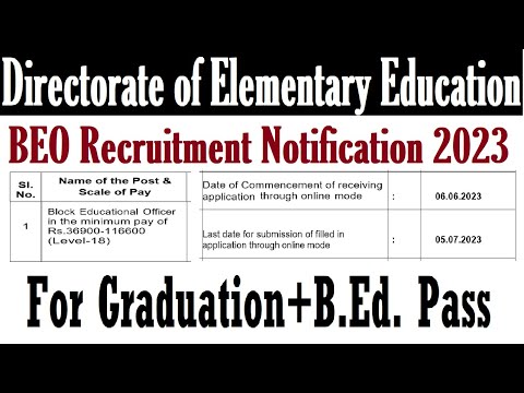 For Graduation+B Ed Pass, DOE NEW RECRUITMENT 2023, BEO VACANCY ...