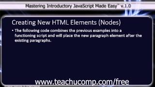 JavaScript Training Tutorial Creating New HTML Elements (Nodes)