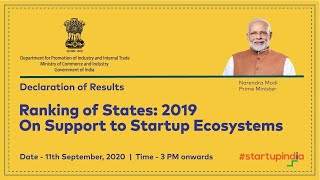 Ranking of States: 2019  - On Support to Startup Ecosystems