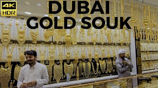 Dubai Gold Souk (Market) | Tourist Attractions | Walking Tour | 4K 60fps | 2023