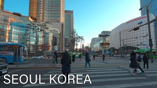 한겨울 아침 출근길 잠실역 롯데월드 주변 산책 4K