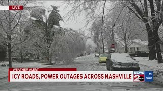 Icy roads, power outages across Nashville, TN amid winter storm