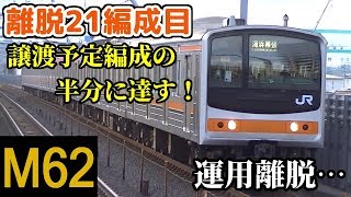 【譲渡予定編成の半分に達す】武蔵野線205系千ケヨM62編成 運用離脱【離脱21編成目】