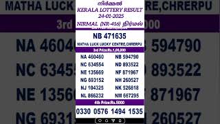 NIRMAL NR-416 24-01-2025 | LOTTERY RESULT | TODAY LOTTERY RESULT | KERALA LOTTERY RESULT