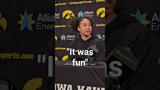 Iowa's Hannah Stuelke talks about her 47 points #iowahawkeyes #shortsfeed #shortsvideo
