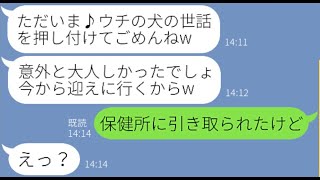 【LINE】気性の荒い大型犬の世話を私に押し付けて家族で海外旅行に行くママ友「エサと散歩はよろしくw」→帰国後、忠告を無視する女に衝撃の事実を伝えた結果【スカッとする話】