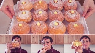 BOMBOLONI ALLA CREMA Ricetta Facile - Custard Filled Donuts Easy recipe