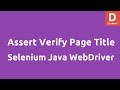 Assert verify page title Selenium Java