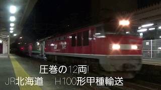 圧巻の12両！JR北海道　Ｈ100形甲種輸送