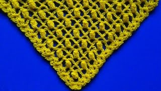 Punto a crochet para chales en V , POPCORN combinado con puntos RED