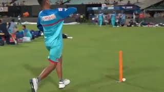 Sandeep Lamichhane hitting the stumps in net practice... Getting ready for Ipl 2020
