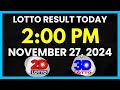 Lotto Result Today 2PM November 27, 2024 Swertres EZ2 PCSO Lotto Draw