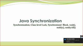 Java Synchronization, Class level Lock, Synchronized Block, wait(), notify(), notifyAll()