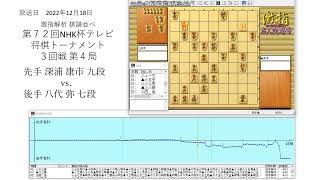 激指解析 第７２回 NHK杯 ３回戦 第４局 深浦 康市 九段 vs. 八代 弥 七段