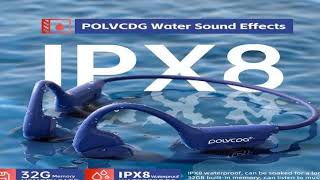 POLVCDG X7 Bone Conduction Headset IPX8 Open Headset Bluetooth 5.3 Swimming with microphone Wat