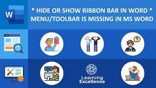 How To Hide Or Show Ribbon Bar In Microsoft Word || Menu/Toolbar is missing in MS Word