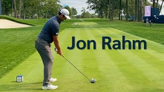 Jon Rahm Golf Swing - Down the Line (Full Speed & Slow Motion)