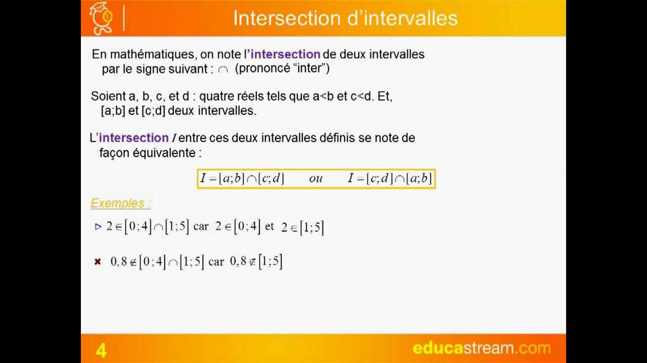 Intervalles Intersection Cours Maths Seconde - YouTube