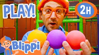 Blippi Learn Shapes and Colours at the Funtastic Playtorium! | 2 HOURS OF BLIPPI TOYS!