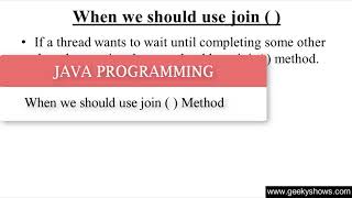 When we should use join Method in Java Programming (Hindi)