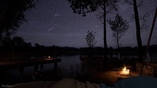 Camping Ambience On A Quiet Night With A Comet Falling | Crackling Fire, Cricket