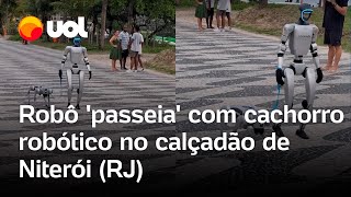 Robô é flagrado 'passeando' com cachorro robótico no calçadão de Niterói, no Rio; veja vídeo