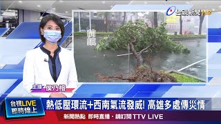 高雄市區狂風暴雨! 前鎮路樹倒塌\