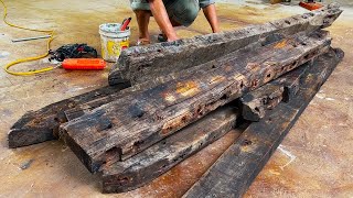 Building A Difficult, rustic Table From Rotten Old Wood // Woodworking Restore Old Wood