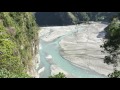 a serene river runs through beautiful taroko gorge national park in taiwan