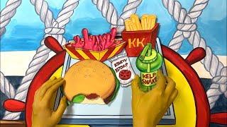 STOPMOTION Spongebob makes burgers in Krusty Krab! 스폰지밥 집게리아에서 버거만들기 스톱모션!