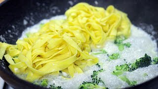 Pasta with broccoli. Delicious dinner in 5 minutes!