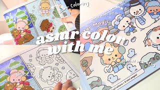 ASMR Coloring | color with me using ohuhu markers and winter magic by atelier by jo | colormas day 6