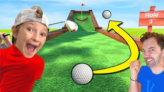 Dad VS Son MINI GOLF GAME 3! (Miracle Putt Level 9999)